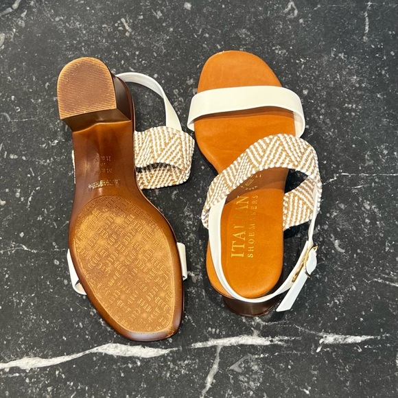 Italian Shoemakers White and Tan Braided Strap Sandals - Picture 2 of 4